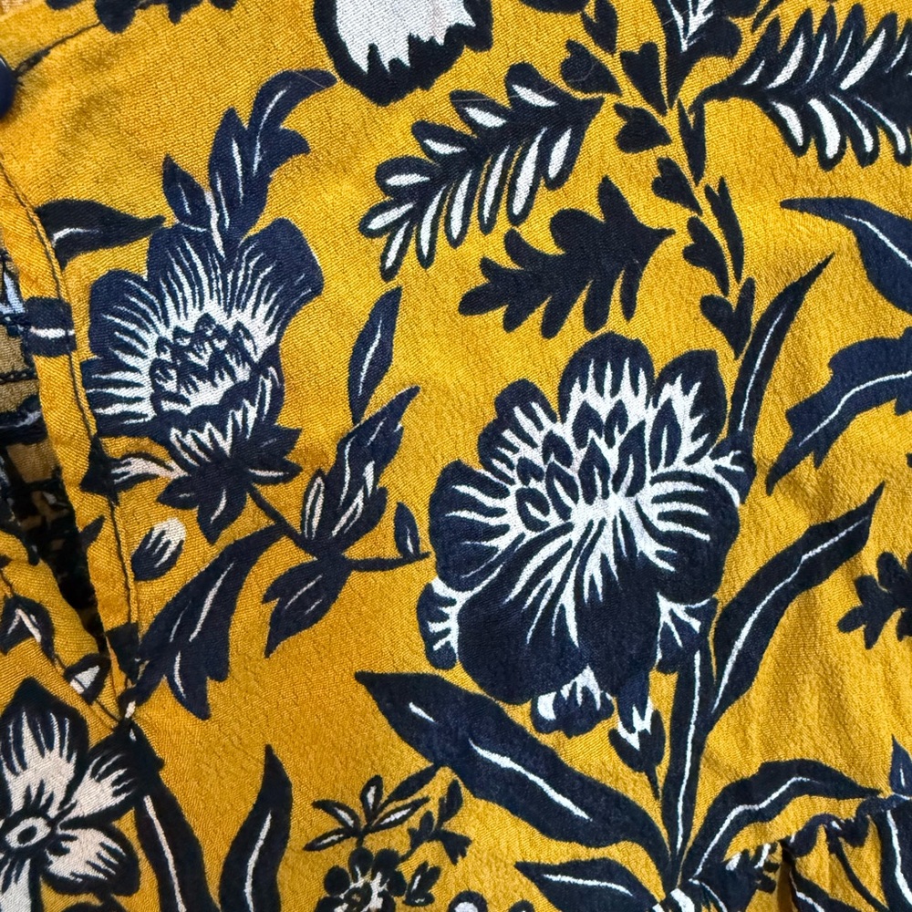 Terra & Sky Mustard Floral Smocked Square-Neck Blouse - Picture 4 of 4
